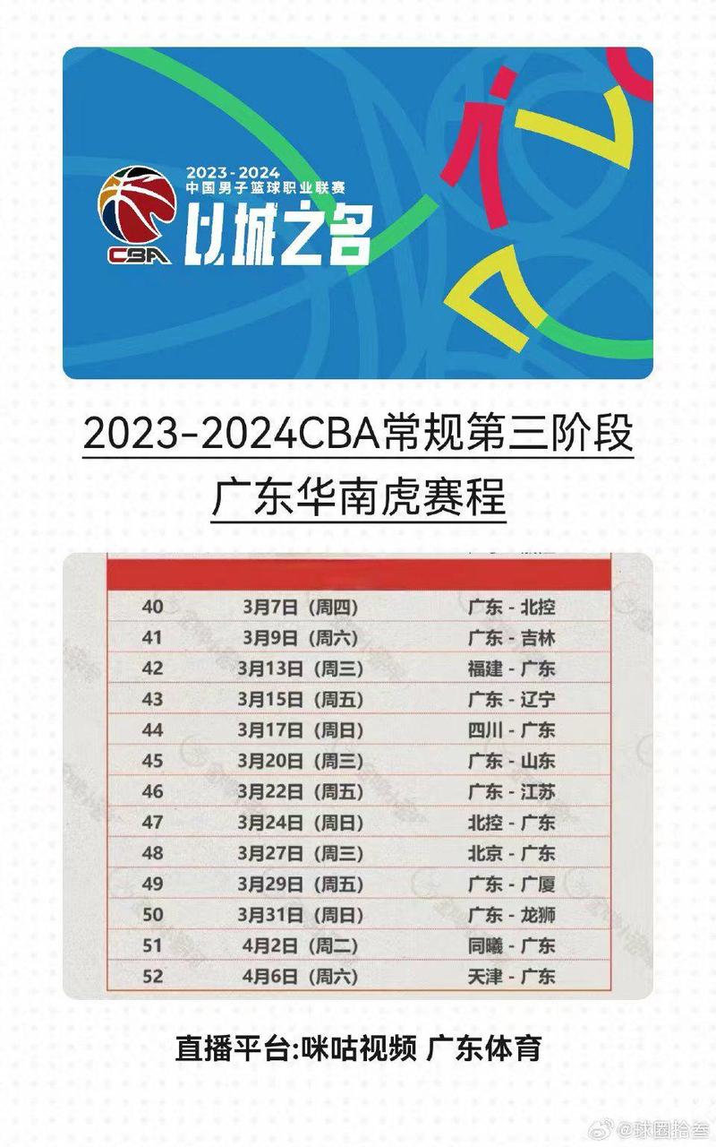 cba篮球赛程2023-2024